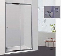 Дверь для душа CL-12 120х185 раздвижная, стекло прозрачное, профиль хром