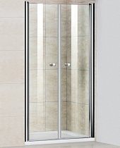 Дверь для душа PA-04 80х185 двухстворчатая распашная, стекло прозрачное, профиль хром