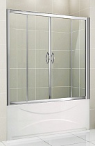Шторка на ванну S12192A 150х150 раздвижная, стекло прозрачное, профиль хром