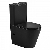 Унитаз-компакт безободковый VETRO AZ-2149-MB сиденье Slim дюропласт с микролифтом, чёрный матовый ##