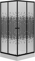 Душевой уголок квадрат NG-008-14Q BLACK 80х80х195 поддон 13 см, стекло "мозаик", профиль чёрный