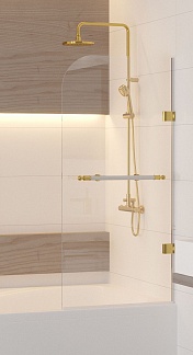 Шторка на ванну SC-10 80х150 распашная, стекло прозрачное, профиль золото