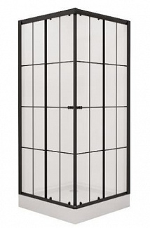 Душевой уголок NG-0100-14 100х100х195 стекло прозрачное, профиль чёрный, низкий поддон