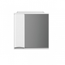 LIKE Зеркальный шкаф 80 см, левый, с подсветкой, белый глянец