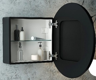 Зеркало-шкаф TORNEO LED d700  (светодиодная подсветка, сенсорный выключатель) черный2