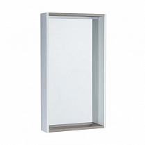 Шкаф зеркальный Бэлла 46 белый глянец/джарра с подсветкой 1A221702BBAZ0