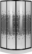 Душевой уголок полукруг NG-007-14 BLACK 90х90х195 поддон 13 см, стекло "мозаик", профиль черный